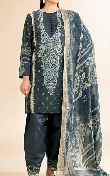 Nishat Charcoal Cambric Suit | Pakistani Lawn Dress in USA- Image 1