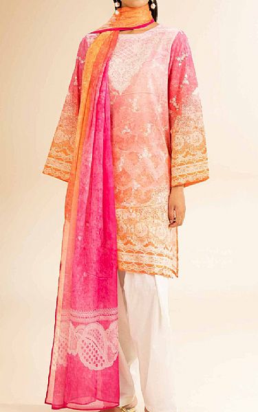Nishat Pink/Peach Cambric Suit | Pakistani Lawn Dress in USA- Image 1