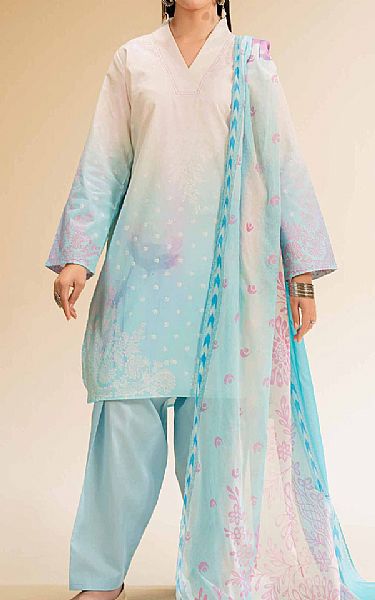 Nishat Light Blue Cambric Suit | Pakistani Lawn Dress in USA- Image 1