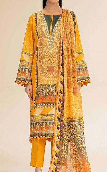 Nishat Mustard Cambric Suit | Pakistani Lawn Dress in USA- Image 1