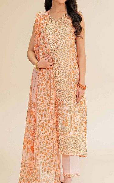 Nishat Pale Pink/Orange Cambric Suit | Pakistani Lawn Dress in USA- Image 1