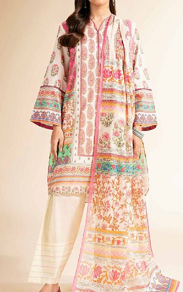 Nishat Off White Cambric Suit | Pakistani Lawn Dress in USA- Image 1