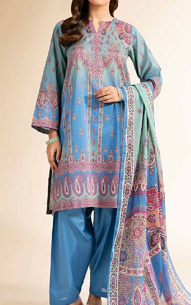 Nishat Blue Cambric Suit | Pakistani Lawn Dress in USA- Image 2