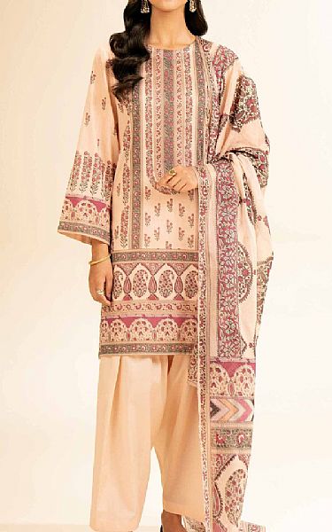 Nishat Peach Puff Cambric Suit | Pakistani Lawn Dress in USA- Image 1