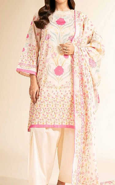 Nishat Off White Cambric Suit | Pakistani Lawn Dress in USA- Image 1