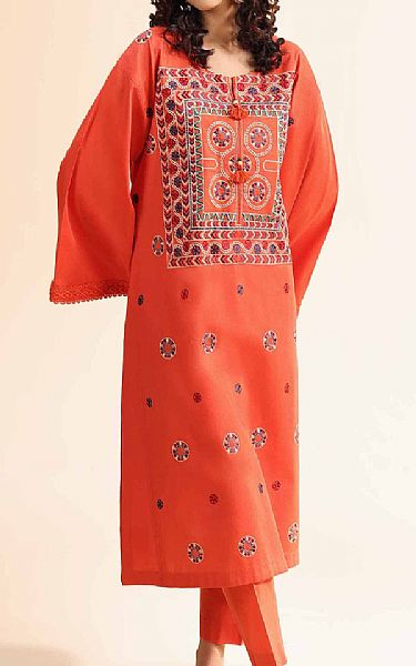 Nishat Sun__Orange Dobby Suit (2 pcs) | Pakistani Winter Dresses in USA- Image 1