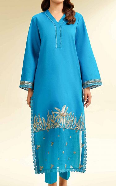 Nishat Curious Blue Cambric Suit (2 pcs) | Pakistani Lawn Dress in USA- Image 1