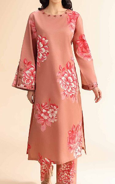 Nishat Dark Salmon Cambric Suit (2 pcs) | Pakistani Lawn Dress in USA- Image 1