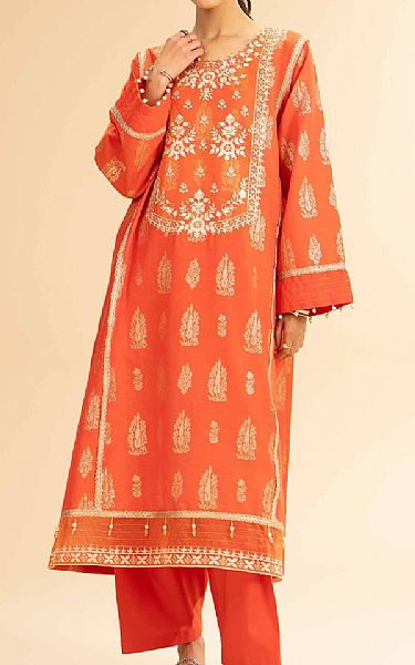 Nishat Portland Orange Jacquard Suit (2 pcs) | Pakistani Lawn Dress in USA- Image 1