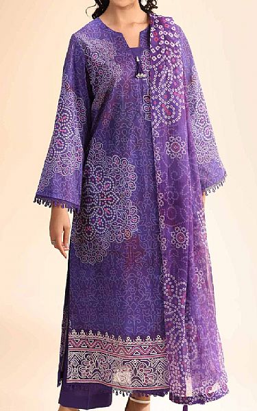 Nishat Purple Cambric Suit | Pakistani Lawn Dress in USA- Image 1