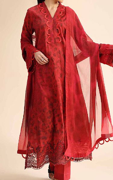 Nishat Persian Red Cambric Suit | Pakistani Lawn Dress in USA- Image 1