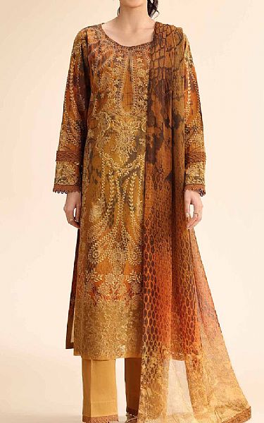 Nishat Ruddy Brown Cambric Suit | Pakistani Lawn Dress in USA- Image 1