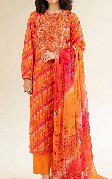 Nishat Pumpkin Orange Cambric Suit | Pakistani Lawn Dress in USA- Image 1