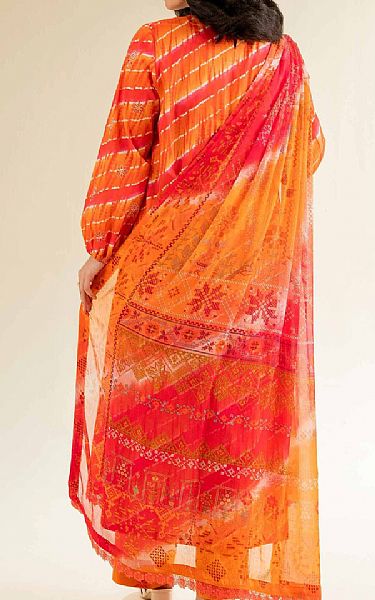 Nishat Pumpkin Orange Cambric Suit | Pakistani Lawn Dress in USA- Image 2