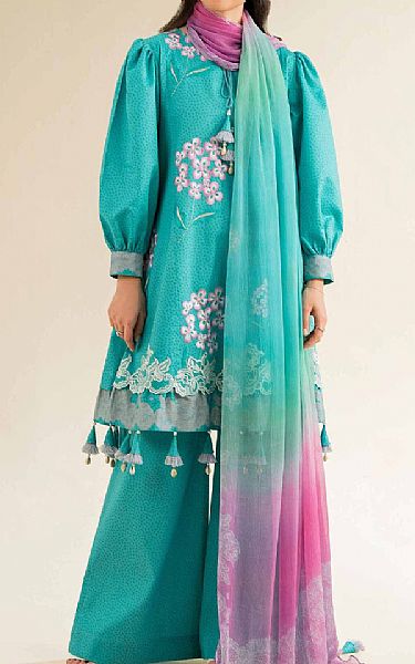 Nishat Light Sea Green Cambric Suit | Pakistani Lawn Dress in USA- Image 1