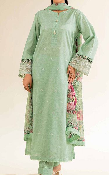 Nishat Pixie Green Cambric Suit | Pakistani Lawn Dress in USA- Image 1