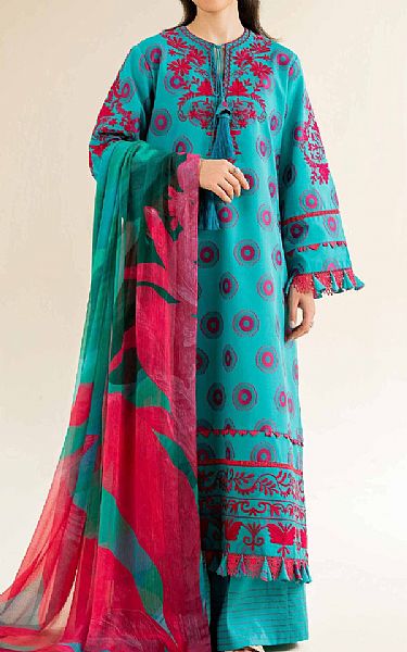 Nishat Teal Jacquard Suit | Pakistani Lawn Dress in USA- Image 1