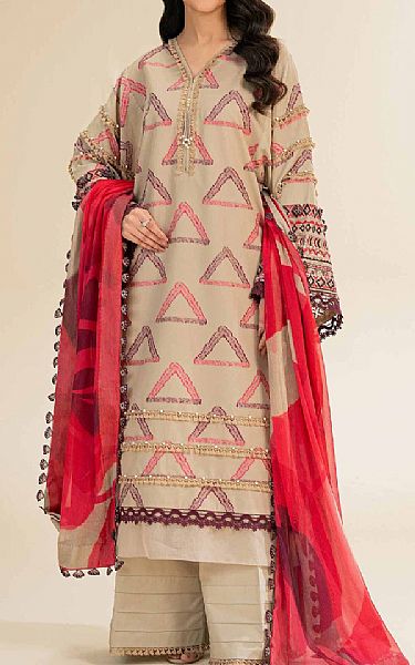 Nishat Tan Jacquard Suit | Pakistani Lawn Dress in USA- Image 1