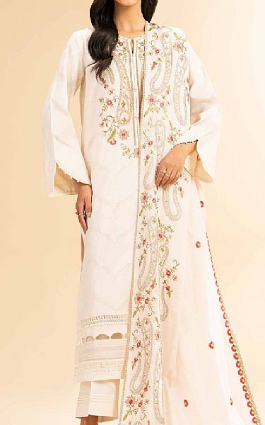 Nishat Off White Cotton Suit | Pakistani Lawn Dress in USA- Image 1