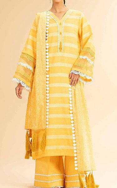 Nishat Yellow Jacquard Suit | Pakistani Lawn Dress in USA- Image 1