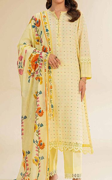 Nishat Light Yellow Jacquard Suit | Pakistani Lawn Dress in USA- Image 1