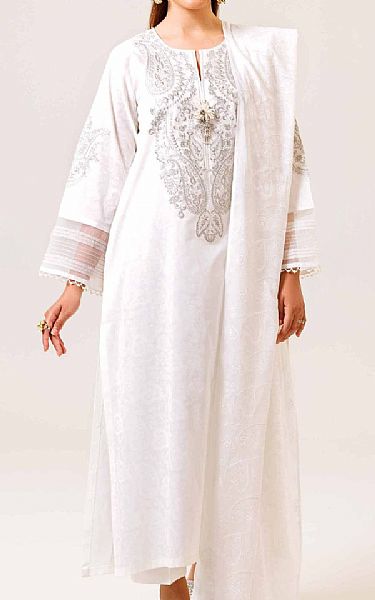Nishat Off White Lawn Suit | Pakistani Lawn Dress in USA- Image 1