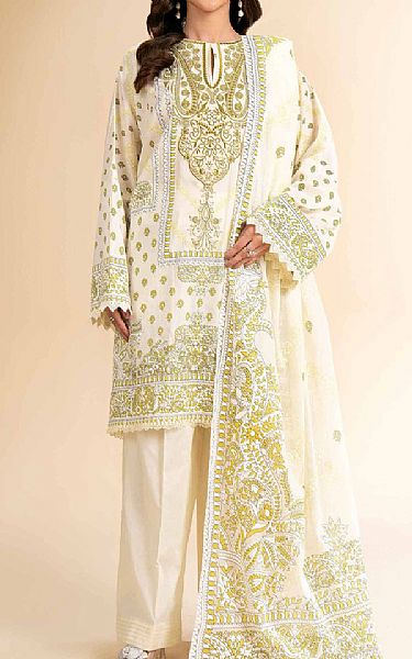 Nishat Off White Cambric Suit | Pakistani Lawn Dress in USA- Image 1