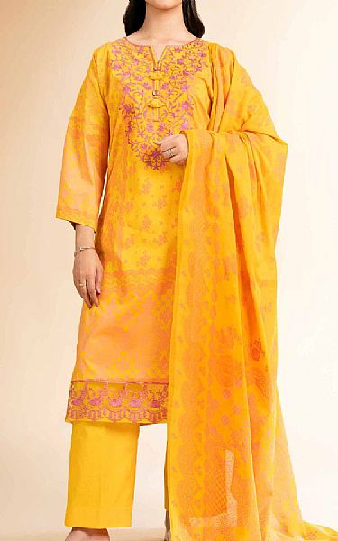 Nishat Orange Cambric Suit | Pakistani Lawn Dress in USA- Image 1