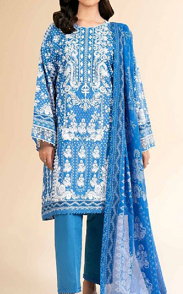 Nishat Blue/Off White Cambric Suit | Pakistani Lawn Dress in USA- Image 1