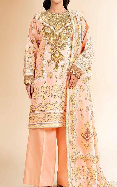 Nishat Light Peach Cambric Suit | Pakistani Lawn Dress in USA- Image 1