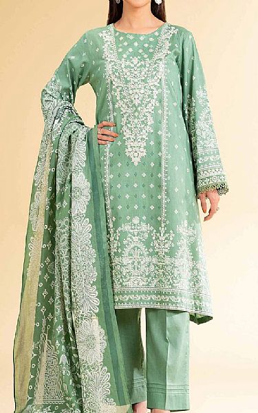 Nishat Mint Green Cambric Suit | Pakistani Lawn Dress in USA- Image 1