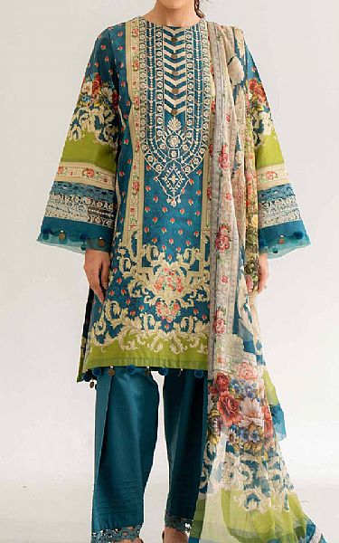 Nishat Hippie Blue Lawn Suit | Pakistani Lawn Dress in USA- Image 1