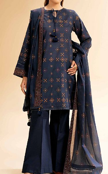 Nishat Deep Blue Lawn Suit (2 pcs) | Pakistani Lawn Dress in USA- Image 1