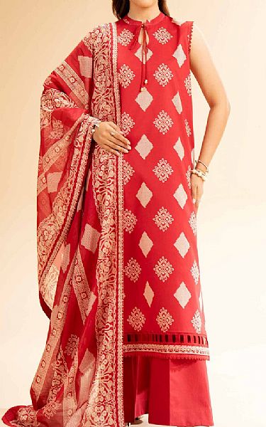 Nishat Red Lawn Suit (2 pcs) | Pakistani Lawn Dress in USA- Image 1