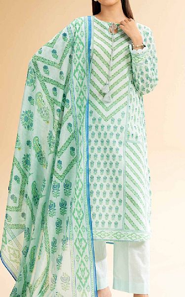 Nishat Off White/Green Lawn Suit | Pakistani Lawn Dress in USA- Image 1
