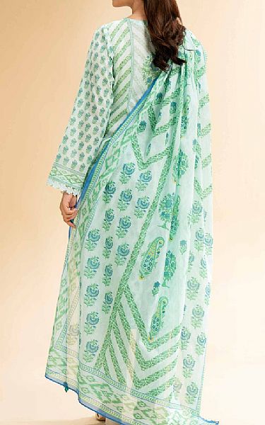 Nishat Off White/Green Lawn Suit | Pakistani Lawn Dress in USA- Image 2