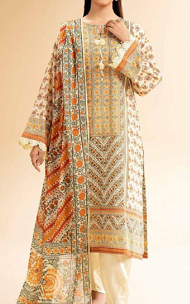 Nishat Ivory Lawn Suit | Pakistani Lawn Dress in USA- Image 1
