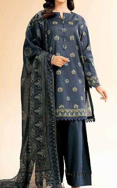 Nishat Deep Blue Lawn Suit (2 pcs) | Pakistani Lawn Dress in USA- Image 1