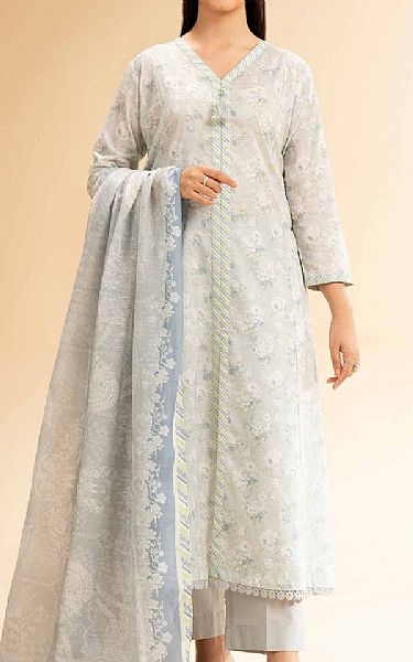 Nishat Light Grey Lawn Suit (2 pcs) | Pakistani Lawn Dress in USA- Image 1