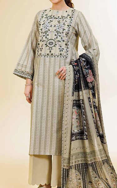 Nishat Beige Lawn Suit (2 pcs) | Pakistani Lawn Dress in USA- Image 1