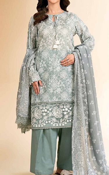 Nishat Grey/Off White Lawn Suit (2 pcs) | Pakistani Lawn Dress in USA- Image 1