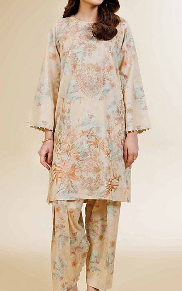 Nishat Ivory Cambric Suit (2 pcs) | Pakistani Lawn Dress in USA- Image 1