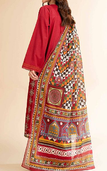 Nishat Cornell Red Cambric Suit | Pakistani Lawn Dress in USA- Image 2