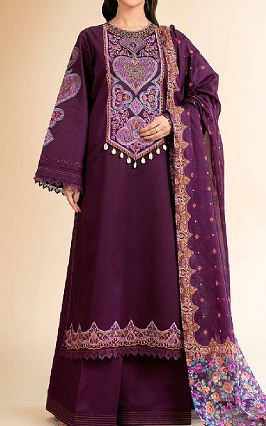 Nishat Egg Plant Cambric Suit | Pakistani Lawn Dress in USA- Image 1