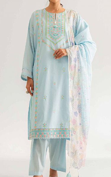 Nishat Sky Blue Cambric Suit | Pakistani Lawn Dress in USA- Image 1