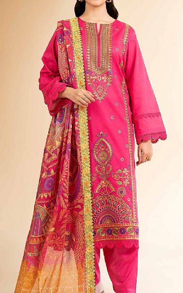 Nishat Cerise Pink Cambric Suit | Pakistani Lawn Dress in USA- Image 1