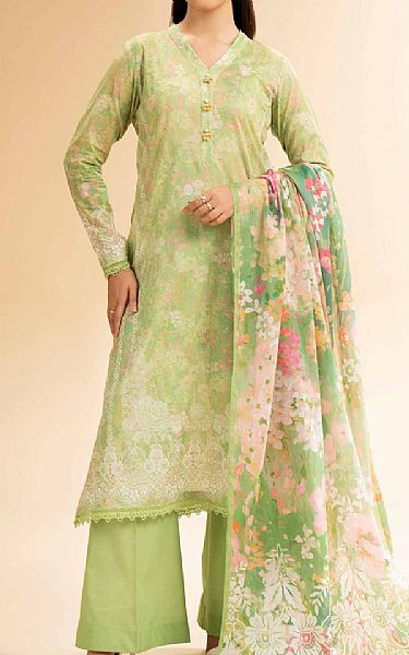 Nishat Light Green Lawn Suit | Pakistani Lawn Dress in USA- Image 1