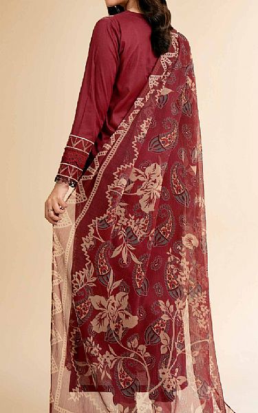 Nishat Vivid Burgundy Cambric Suit | Pakistani Lawn Dress in USA- Image 2