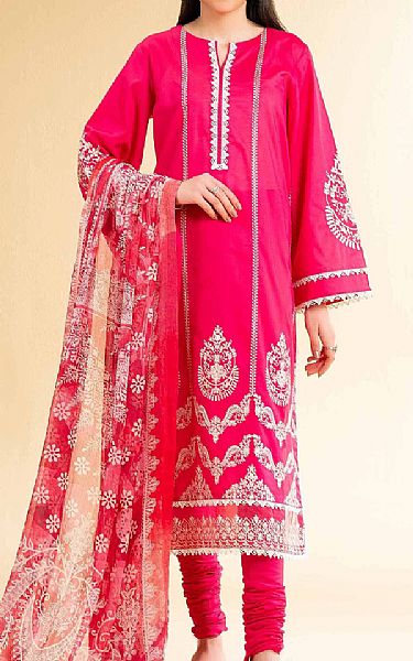 Nishat Cerise Pink Cambric Suit | Pakistani Lawn Dress in USA- Image 1
