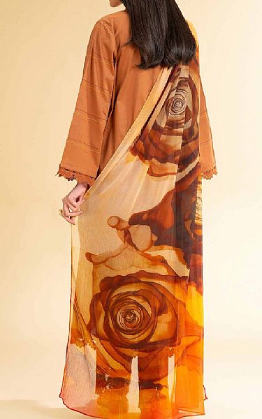 Nishat Clay Brown Cambric Suit | Pakistani Lawn Dress in USA- Image 2